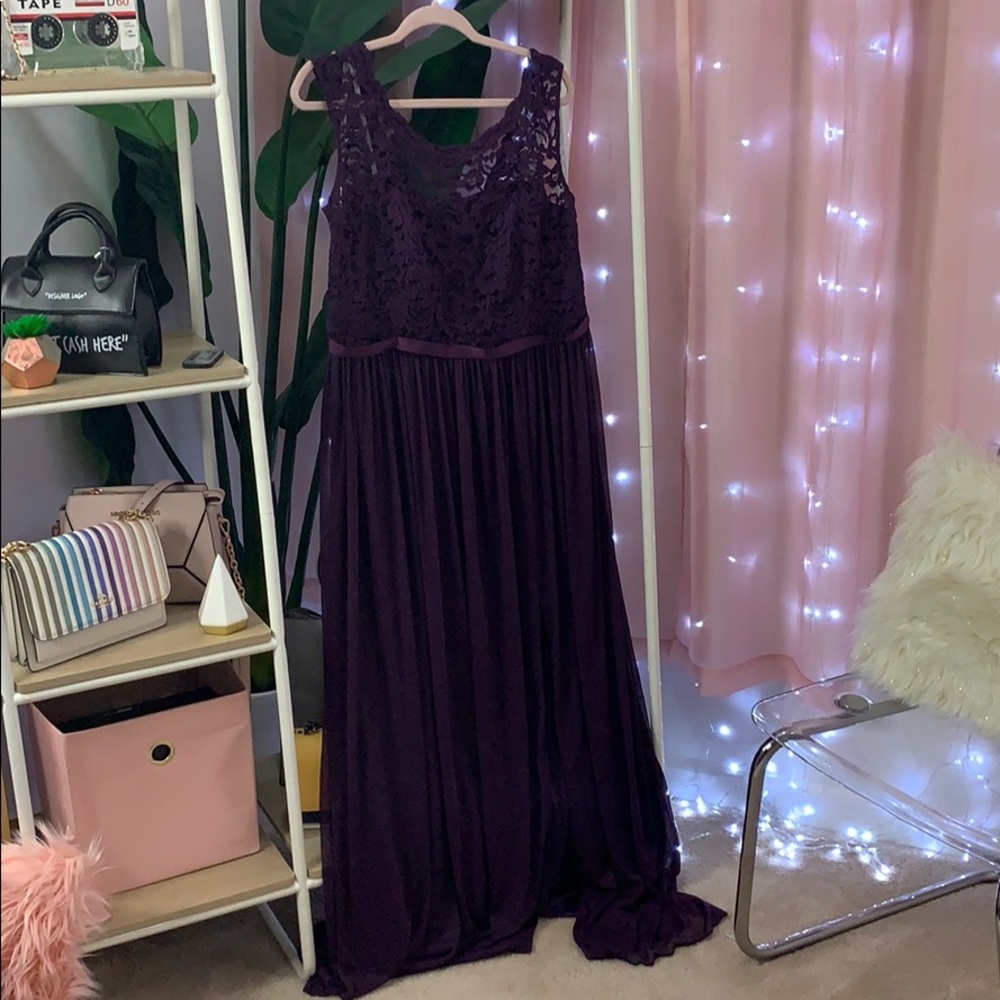 Long Bridesmaid Dress with Lace Bodice
